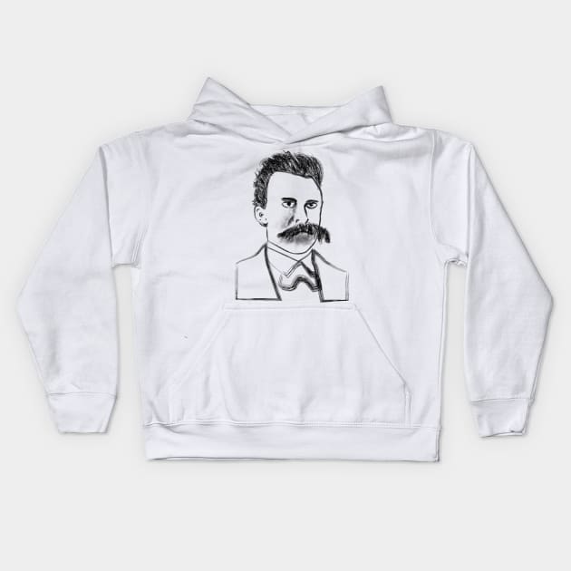 Friedrich Nietzsche drawing Kids Hoodie by Raimondi